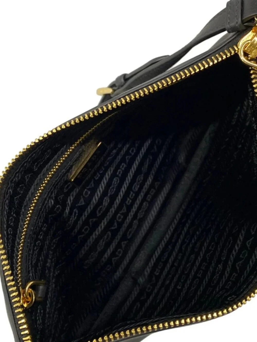 PRADA 1BC238 Black soft grain leather Shoulder Bag